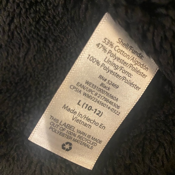 NWT- WONDER NATION Faux Sherpa Hoodie Jacket in Black Size Large (10/12) Husky - Picture 5 of 7